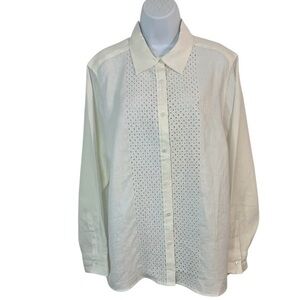 TALBOTS 100% Linen Long Sleeve Shirt Sz 2X